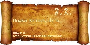 Hupka Krisztián névjegykártya