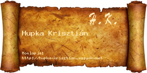 Hupka Krisztián névjegykártya